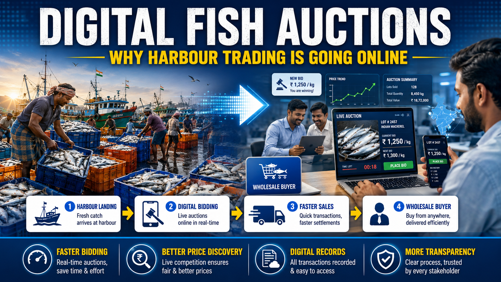 Digital fish auctions and harbour trading going online